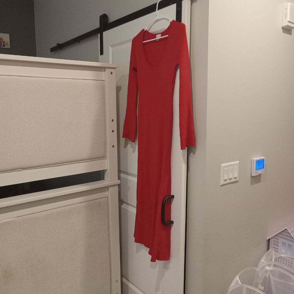 NEW A New Day Bright Red Women's Bell Sleeve Maxi Sweater Dress